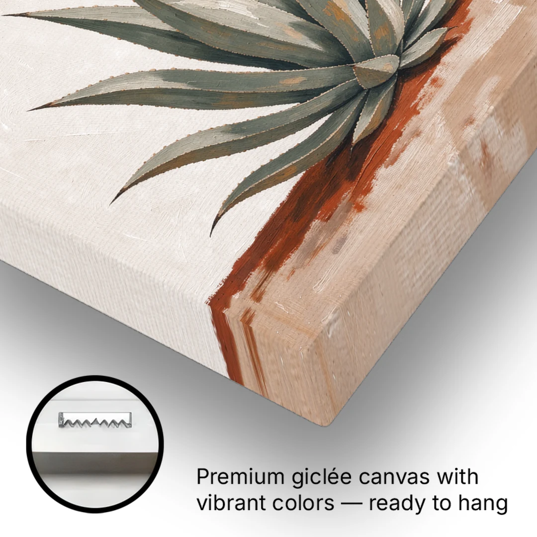 Agave Rosette Under a Blush Pink Sun - Canvas Wall Art - Gallery Wrap Corner