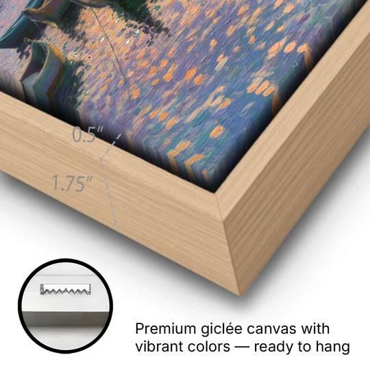 Albufera Sunset - Oak Framed Canvas Wall Art - Gallery Wrap Corner