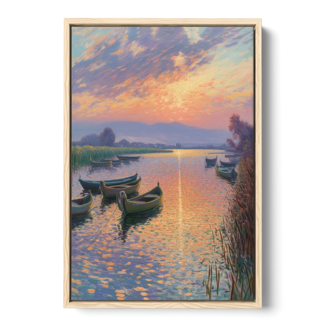 Albufera Sunset - Oak Framed Canvas Wall Art - Front