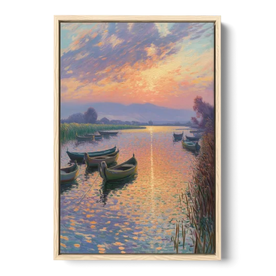 Albufera Sunset - Oak Framed Canvas Wall Art - Front