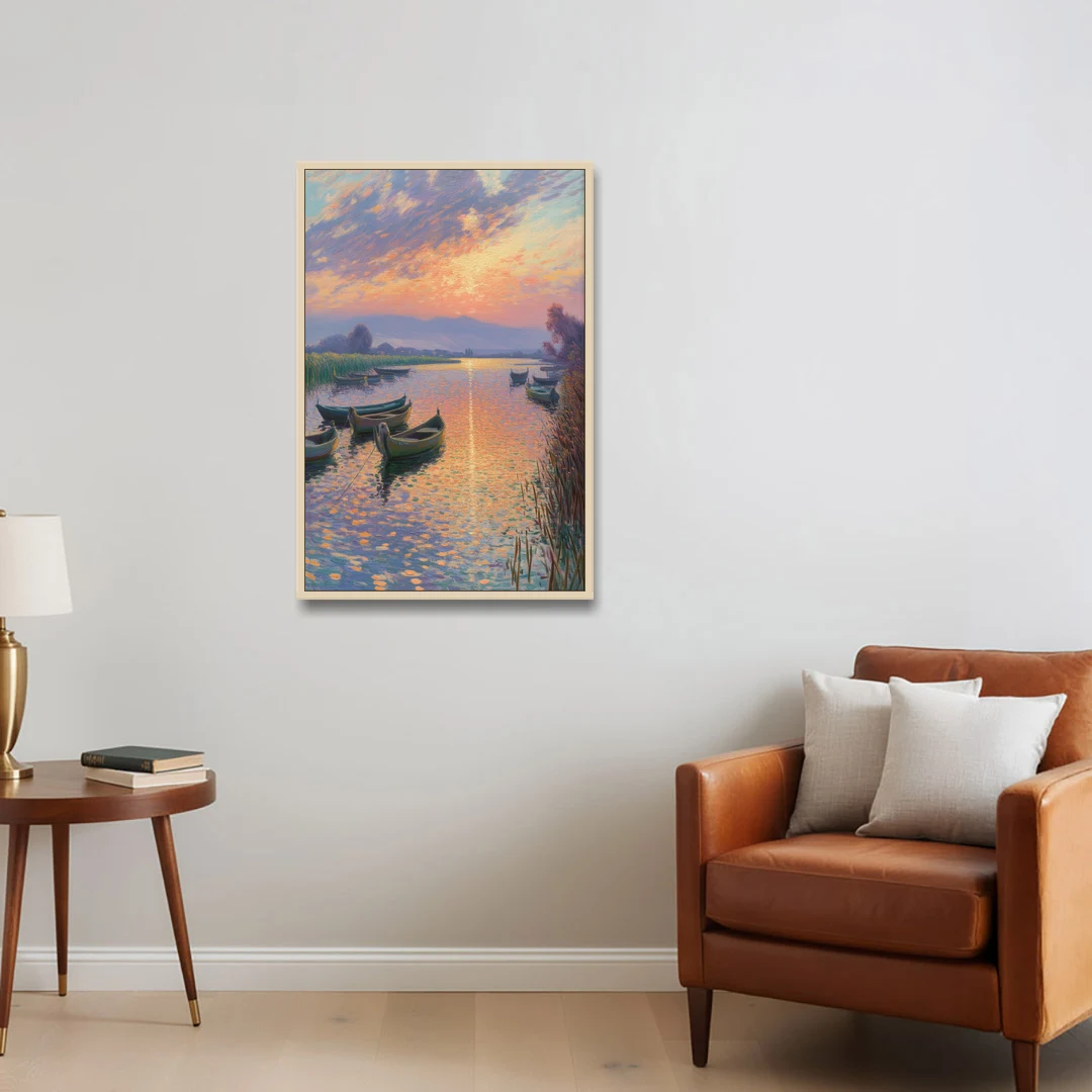 Albufera Sunset - Oak Framed Canvas Wall Art - Sofa - 24x36
