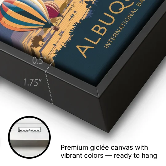 Albuquerque Balloon Fiesta - Black Framed Canvas Wall Art - Gallery Wrap Corner