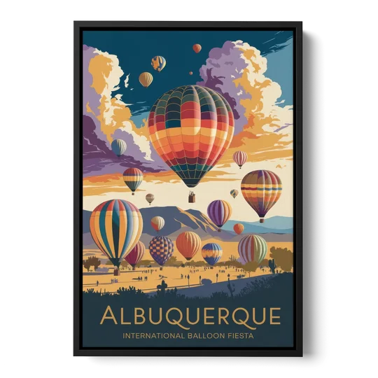 Albuquerque Balloon Fiesta - Black Framed Canvas Wall Art - Front
