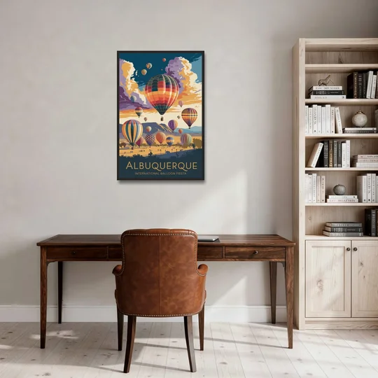 Albuquerque Balloon Fiesta - Black Framed Canvas Wall Art - Office - 24x36