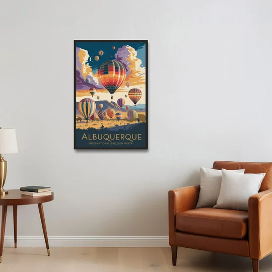Albuquerque Balloon Fiesta - Black Framed Canvas Wall Art - Sofa - 24x36