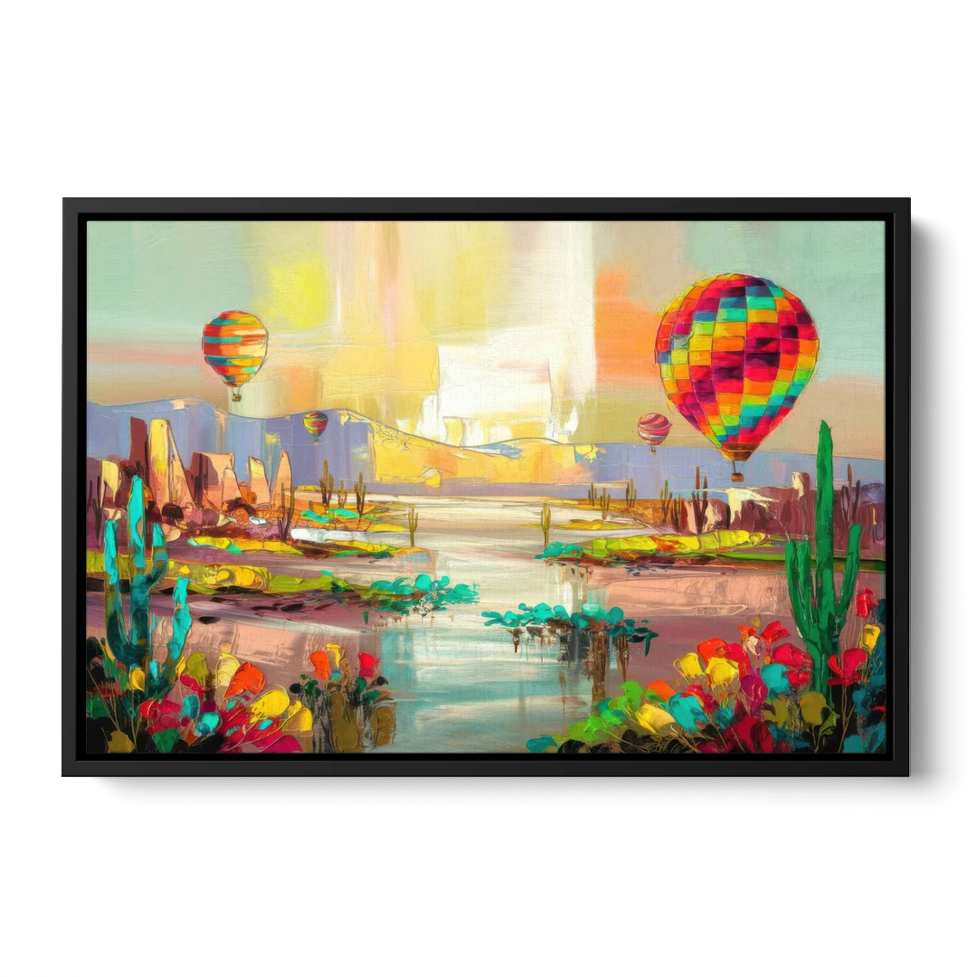 Albuquerque Hot Air Balloons - Black Framed Canvas Wall Art - Front