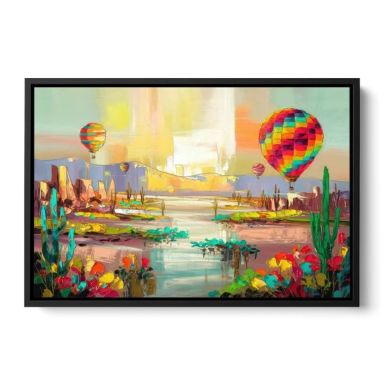 Albuquerque Hot Air Balloons - Black Framed Canvas Wall Art - Front