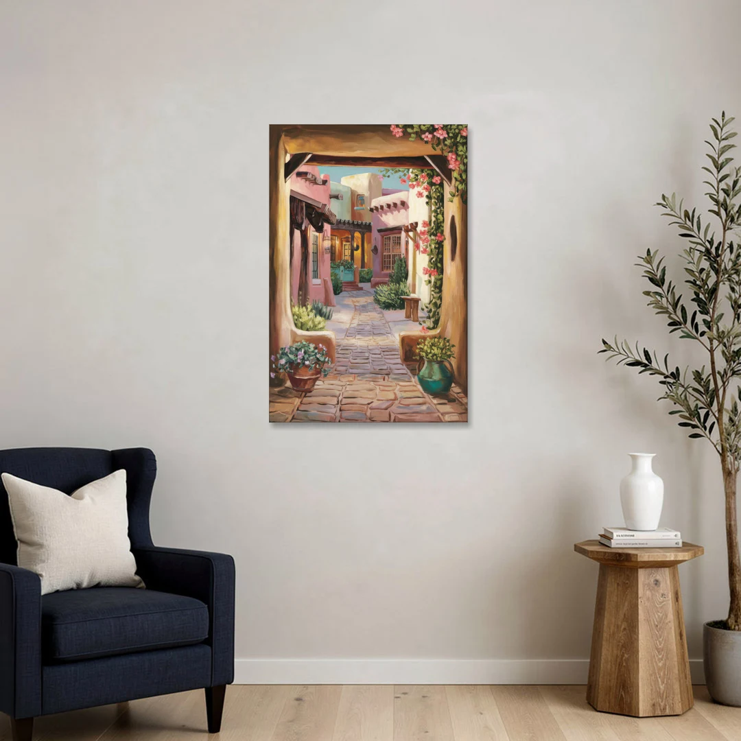 Albuquerque Old Town Charm - Canvas Wall Art - Sofa - 24x36