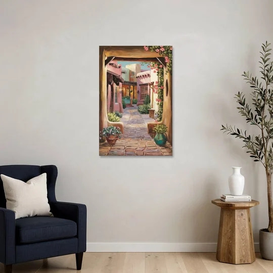 Albuquerque Old Town Charm - Canvas Wall Art - Sofa - 24x36