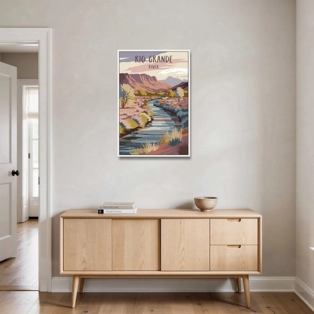 Albuquerque Rio Grande Views - White Framed Canvas Wall Art - Coffee Table - 24x36