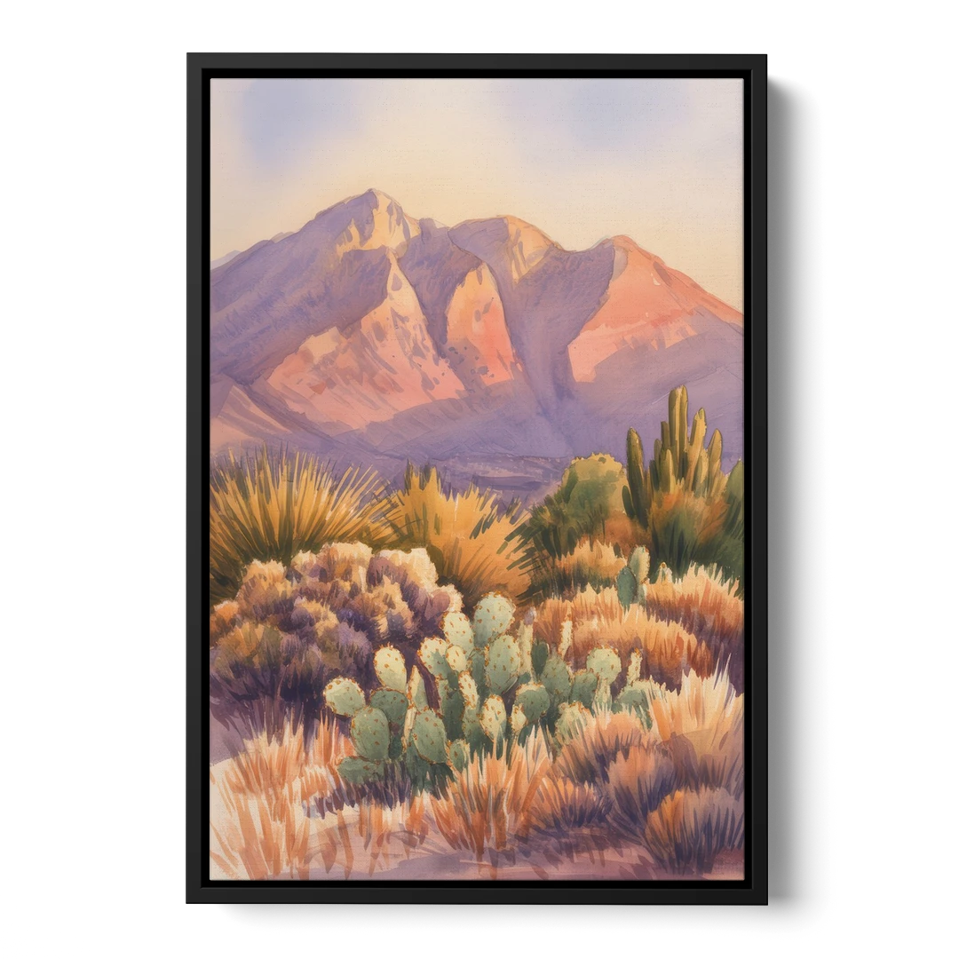 Albuquerque Sandia Mountains - Black Framed Canvas Wall Art - Front