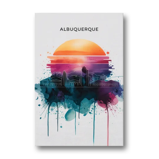 Albuquerque Skyline Sunset - Canvas Wall Art - Front