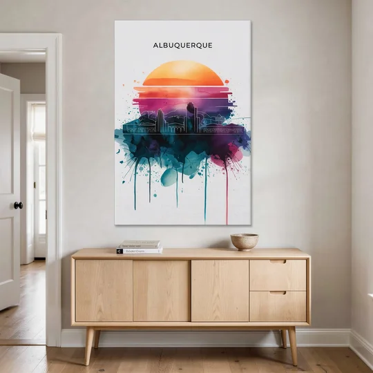 Albuquerque Skyline Sunset - Canvas Wall Art - Coffee Table - 40x60