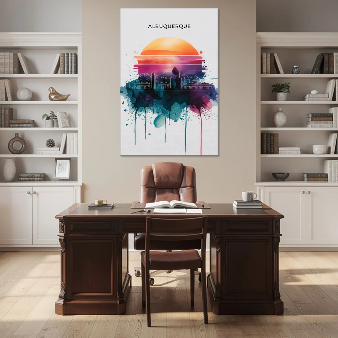 Albuquerque Skyline Sunset - Canvas Wall Art - Office - 40x60