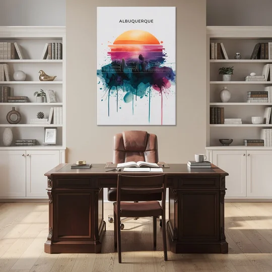 Albuquerque Skyline Sunset - Canvas Wall Art - Office - 40x60