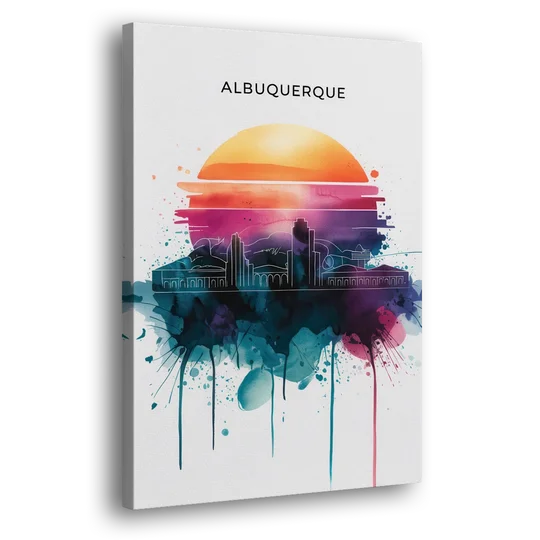 Albuquerque Skyline Sunset - Canvas Wall Art - Side
