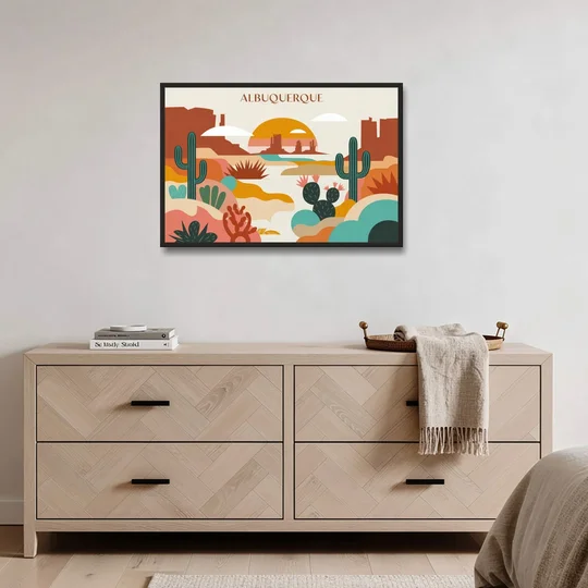 Albuquerque Southwest Colors - Black Framed Canvas Wall Art - Coffee Table - 36x24