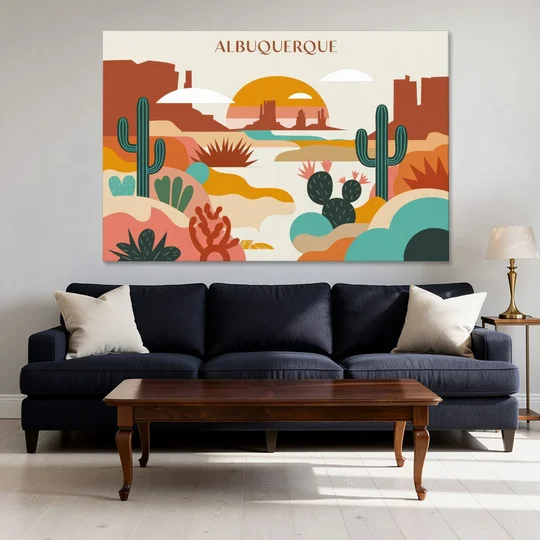 Albuquerque Southwest Colors - Canvas Wall Art - Sofa - 60x40