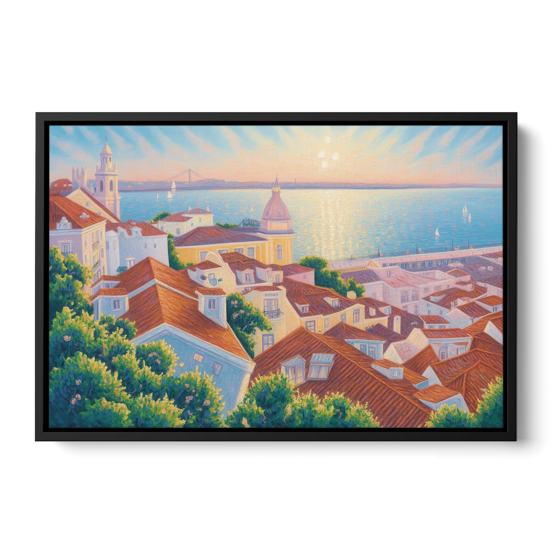 Alfama Charm - Black Framed Canvas Wall Art - Front