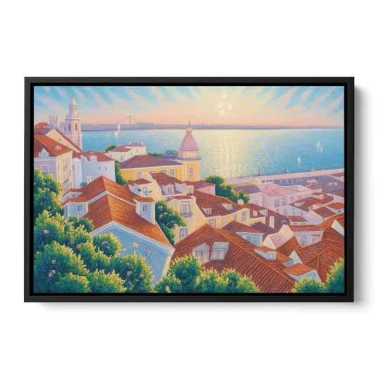 Alfama Charm - Black Framed Canvas Wall Art - Front
