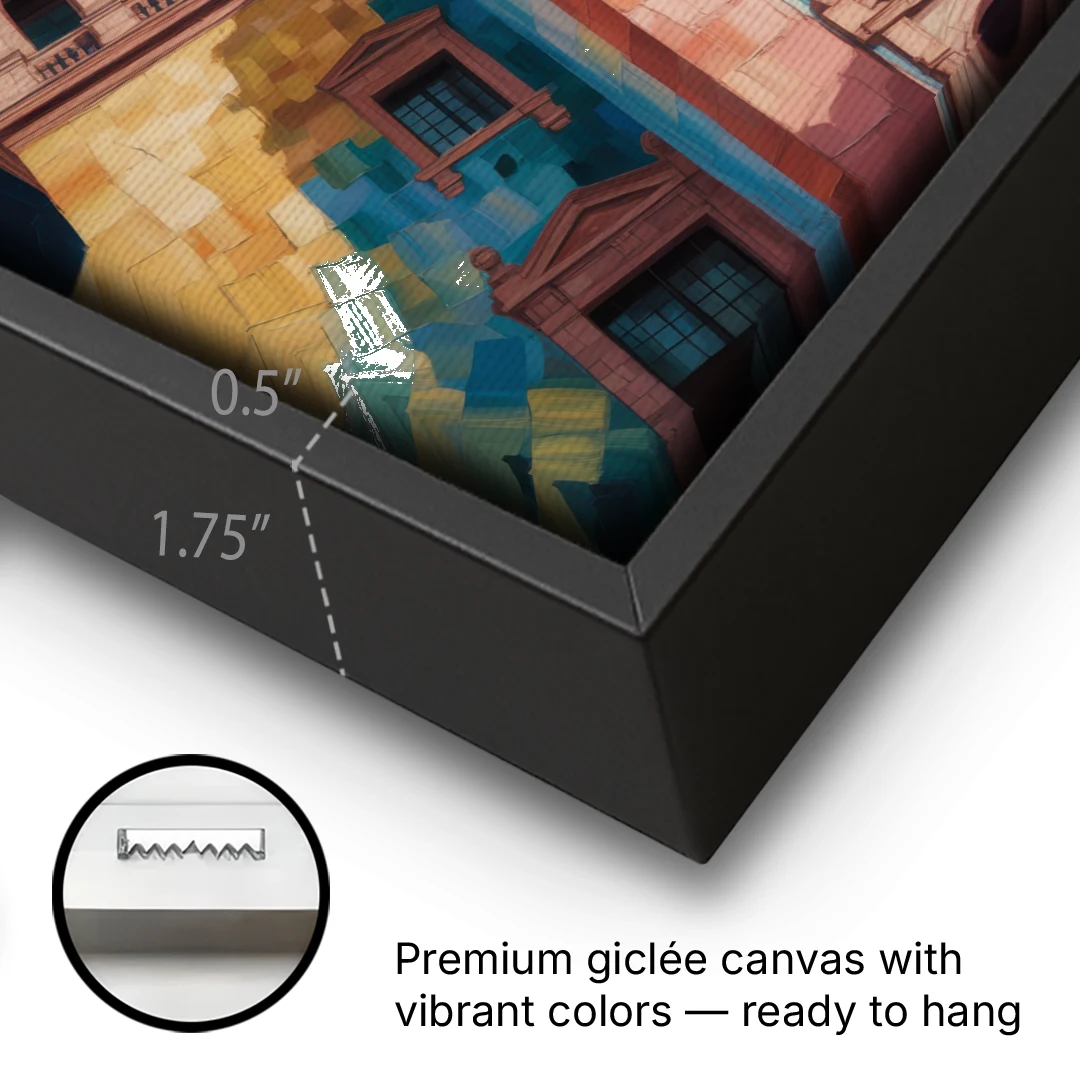 Alhóndiga de Granaditas - Black Framed Canvas Wall Art - Gallery Wrap Corner