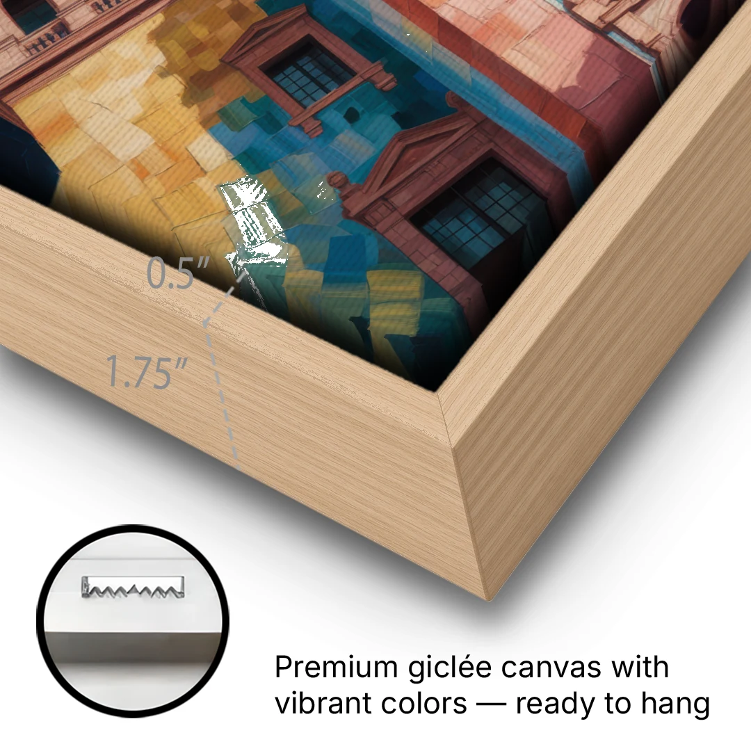 Alhóndiga de Granaditas - Oak Framed Canvas Wall Art - Gallery Wrap Corner