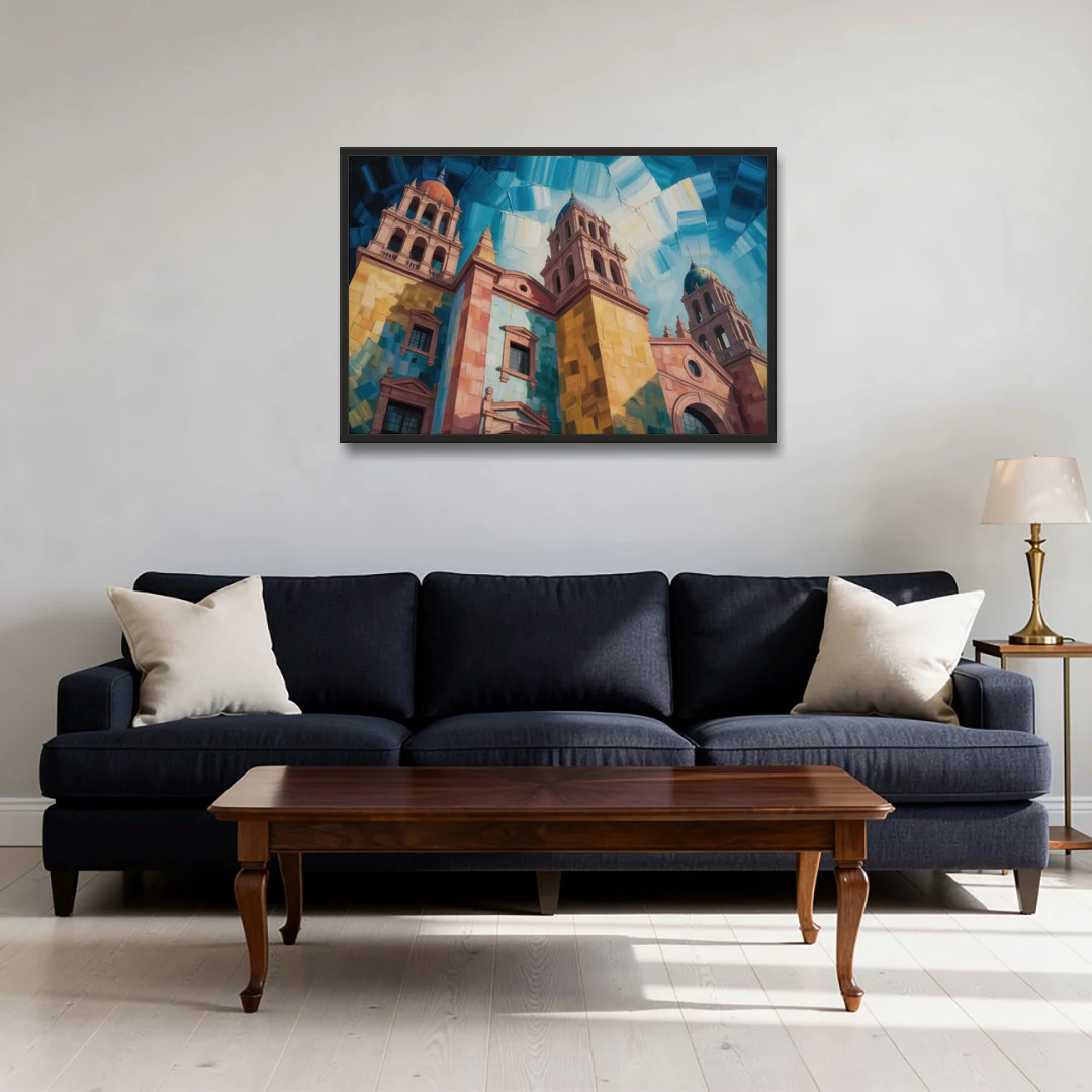 Alhóndiga de Granaditas - Black Framed Canvas Wall Art - Sofa - 36x24