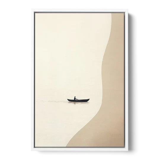 Alone with the Water - White Framed Canvas Wall Art - Front
