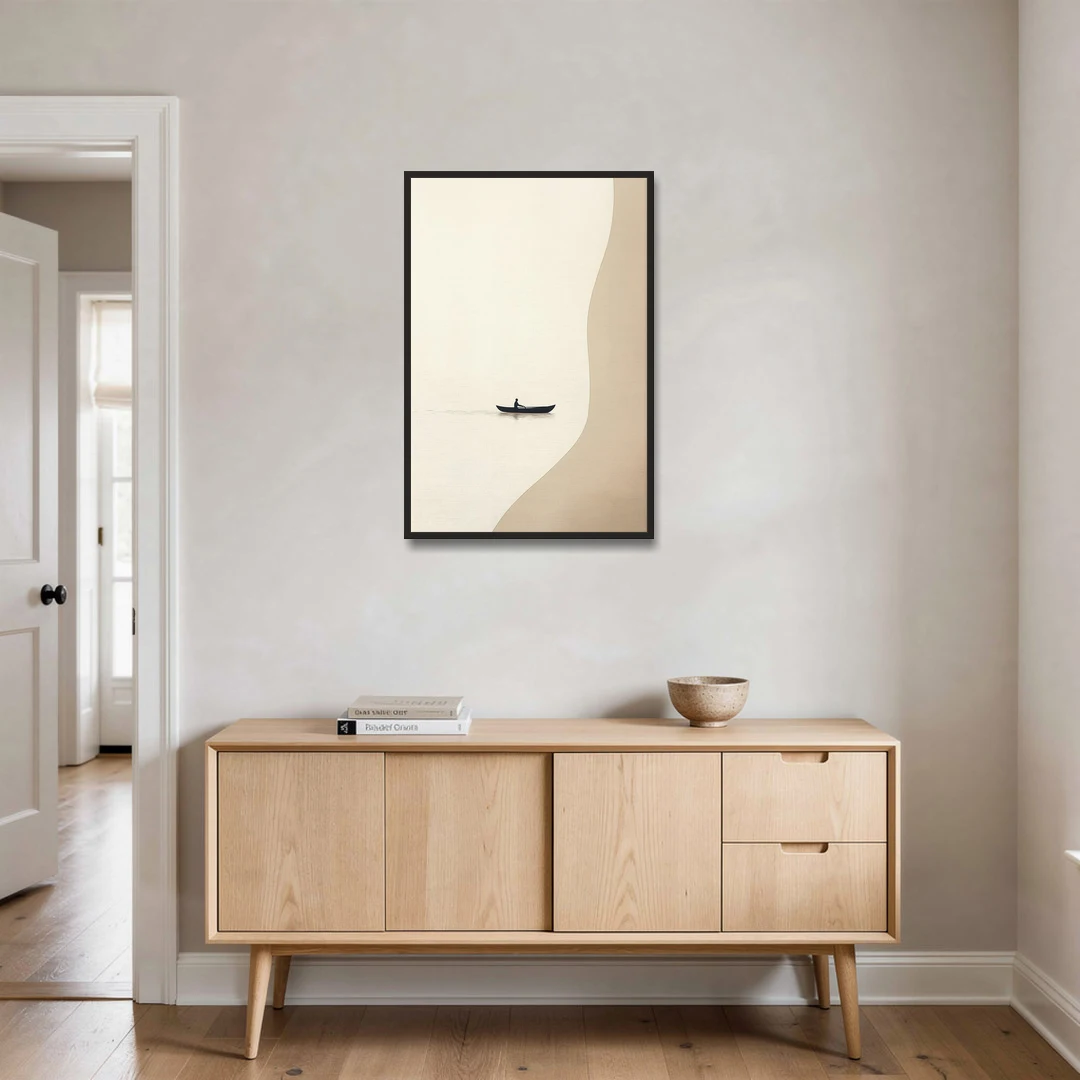 Alone with the Water - Black Framed Canvas Wall Art - Coffee Table - 24x36