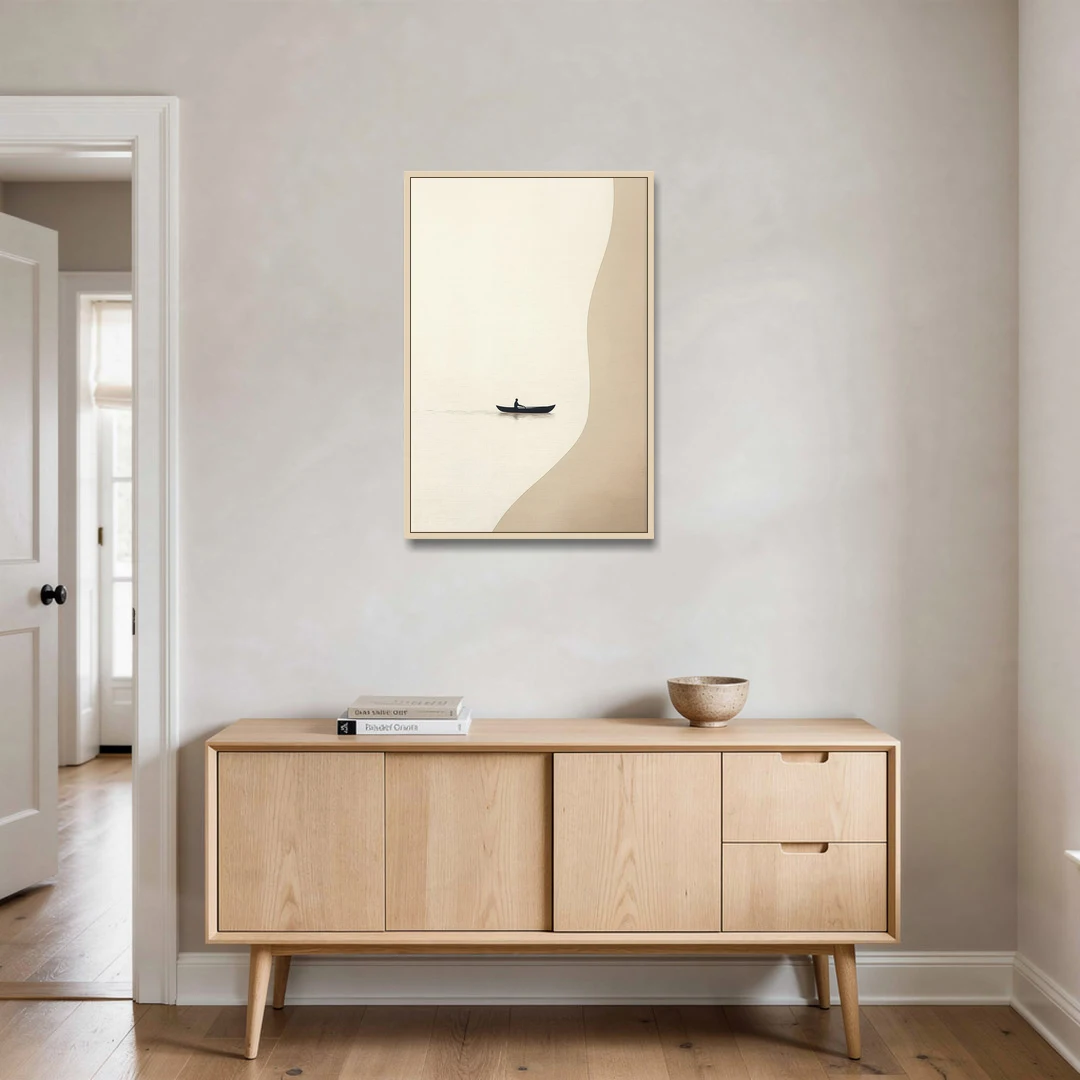 Alone with the Water - Oak Framed Canvas Wall Art - Coffee Table - 24x36