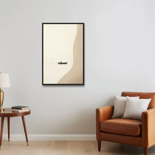 Alone with the Water - Black Framed Canvas Wall Art - Sofa - 24x36