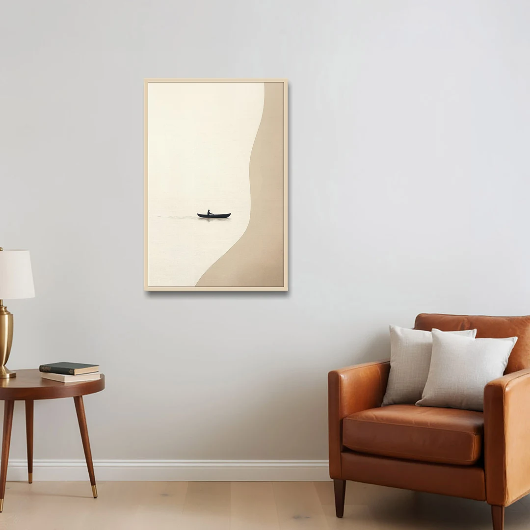Alone with the Water - Oak Framed Canvas Wall Art - Sofa - 24x36