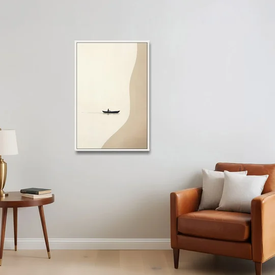 Alone with the Water - White Framed Canvas Wall Art - Sofa - 24x36