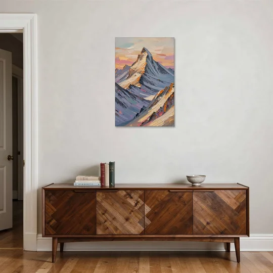 Alpenglow Peak at Winter Dusk - Canvas Wall Art - Coffee Table - 24x36