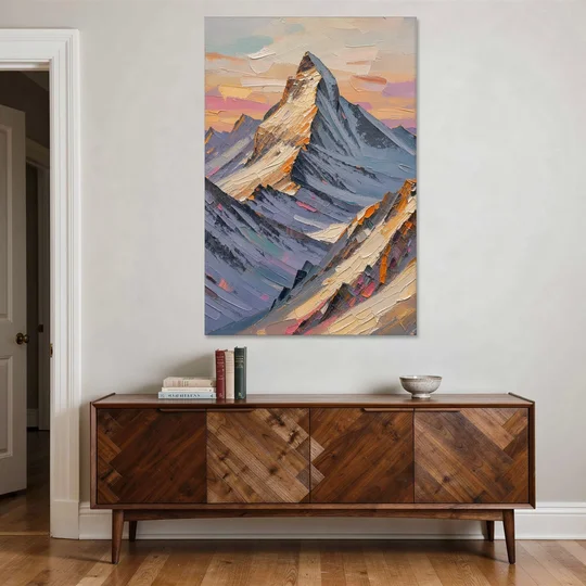 Alpenglow Peak at Winter Dusk - Canvas Wall Art - Coffee Table - 40x60