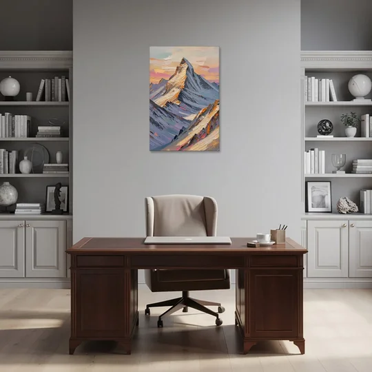 Alpenglow Peak at Winter Dusk - Canvas Wall Art - Office - 24x36