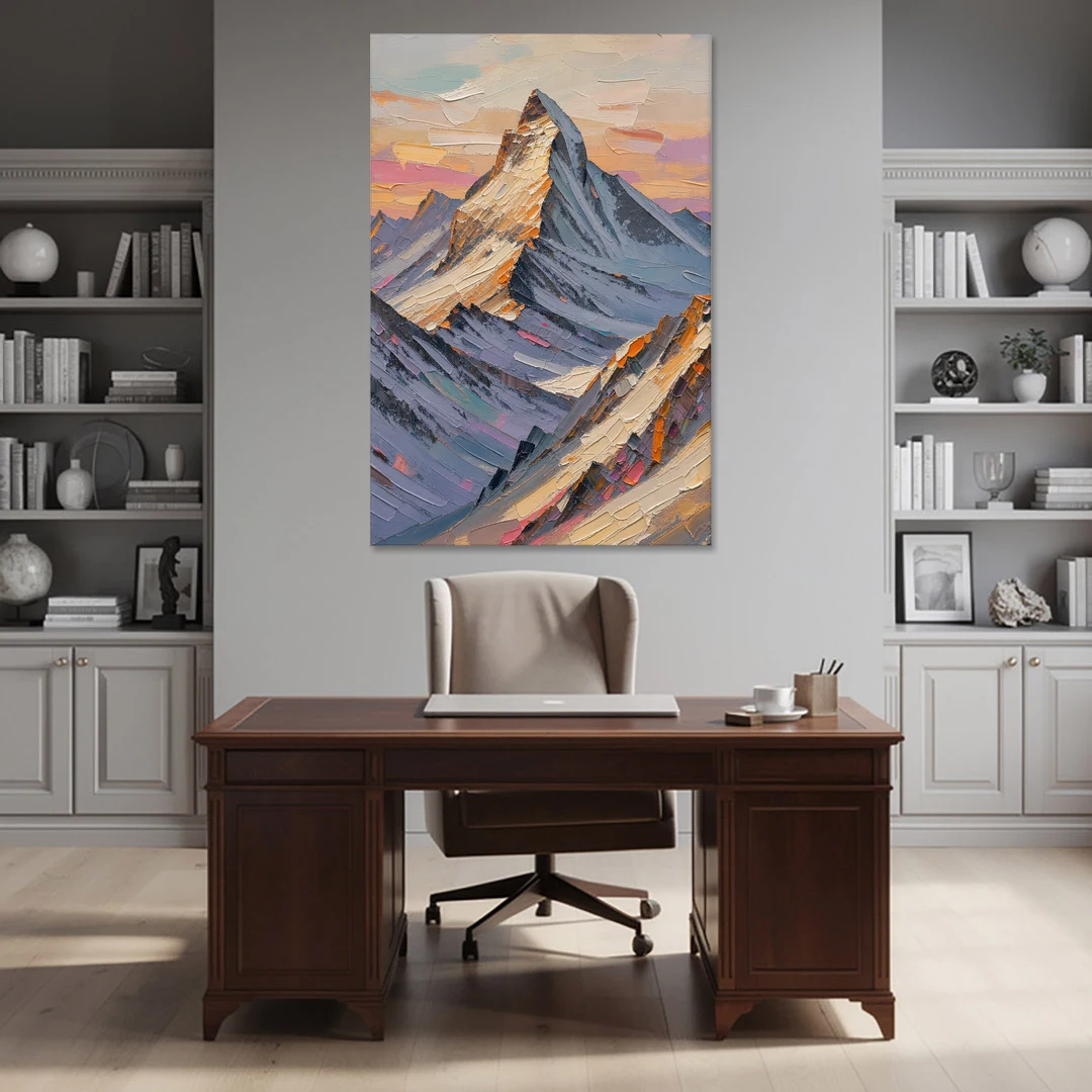 Alpenglow Peak at Winter Dusk - Canvas Wall Art - Office - 40x60