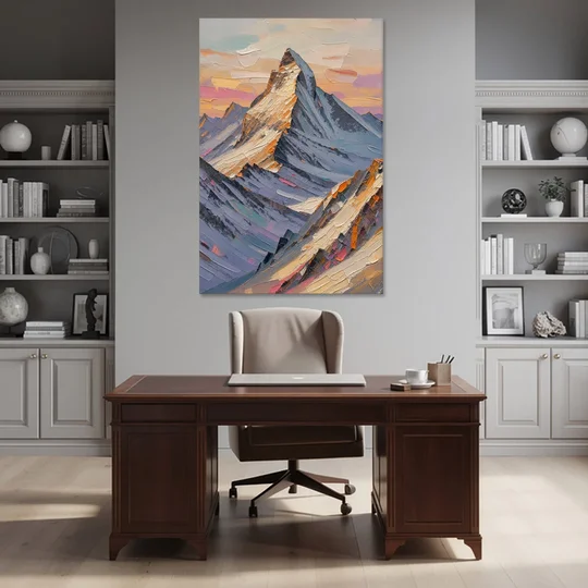 Alpenglow Peak at Winter Dusk - Canvas Wall Art - Office - 40x60