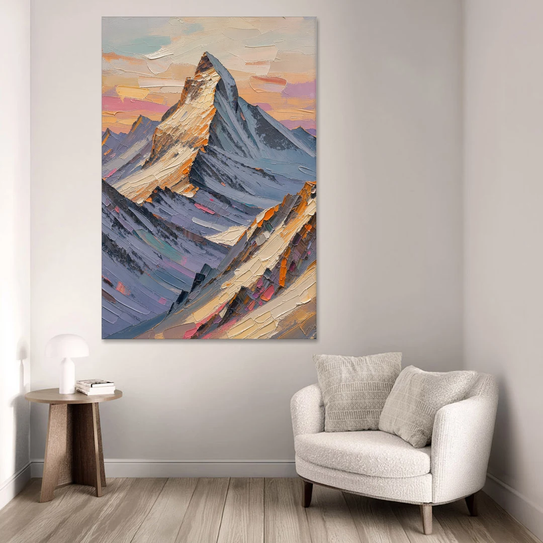 Alpenglow Peak at Winter Dusk - Canvas Wall Art - Sofa - 40x60