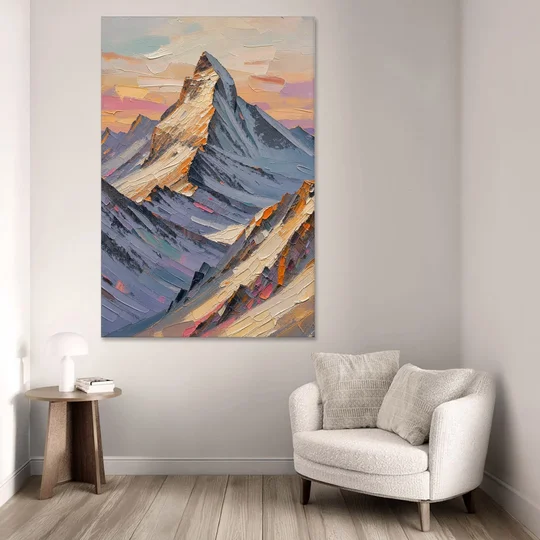 Alpenglow Peak at Winter Dusk - Canvas Wall Art - Sofa - 40x60