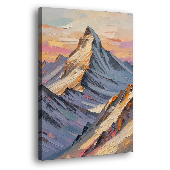 Alpenglow Peak at Winter Dusk - Canvas Wall Art - Side