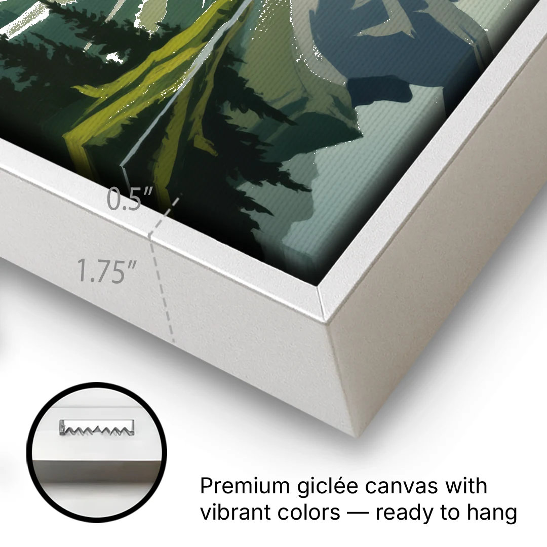 Alpine Adventure - White Framed Canvas Wall Art - Gallery Wrap Corner