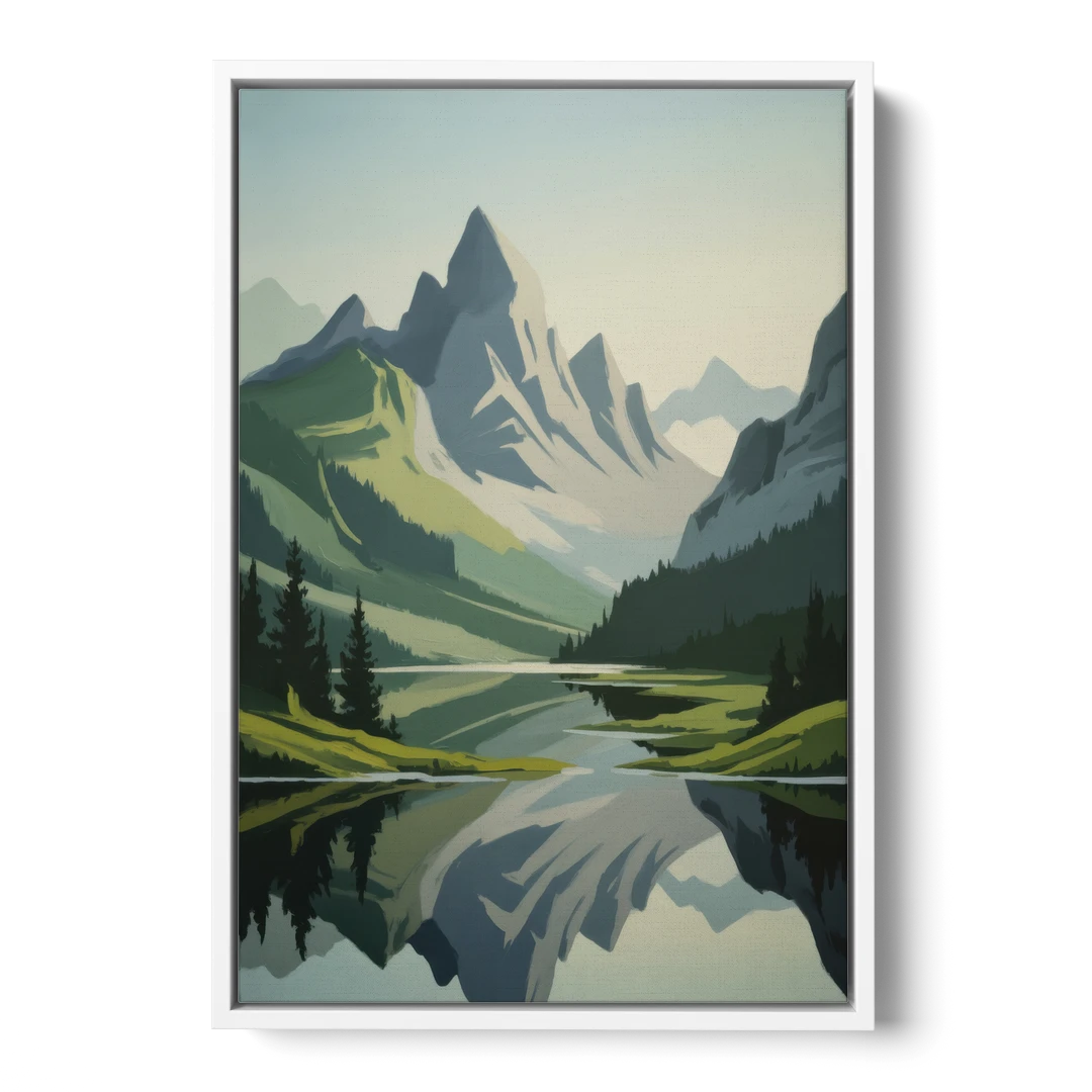 Alpine Adventure - White Framed Canvas Wall Art - Front