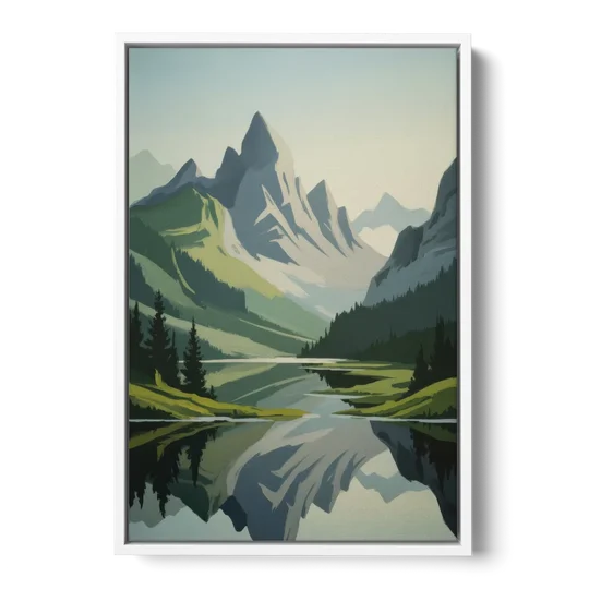 Alpine Adventure - White Framed Canvas Wall Art - Front