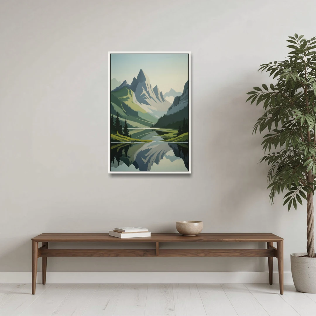 Alpine Adventure - White Framed Canvas Wall Art - Coffee Table - 24x36