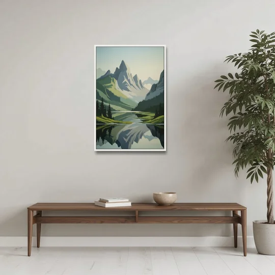 Alpine Adventure - White Framed Canvas Wall Art - Coffee Table - 24x36
