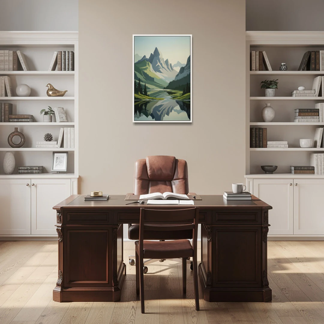Alpine Adventure - White Framed Canvas Wall Art - Office - 24x36