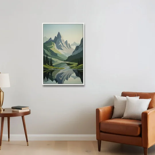 Alpine Adventure - White Framed Canvas Wall Art - Sofa - 24x36