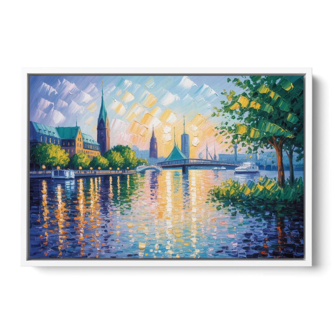 Alster Serenity - White Framed Canvas Wall Art - Front