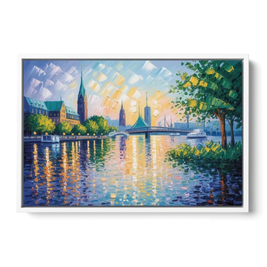 Alster Serenity - White Framed Canvas Wall Art - Front